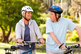 Mature couple with their bikes